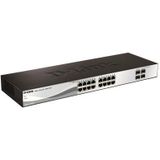 D-Link DGS-1210-20/E 20-poorts Gigabit Smart Switch (16 x 10/100/1000 Mbit/s Base-T-poorten, 4 x 100/1000 Mbit/s SFP combo poorten) - alleen EU-netsnoer