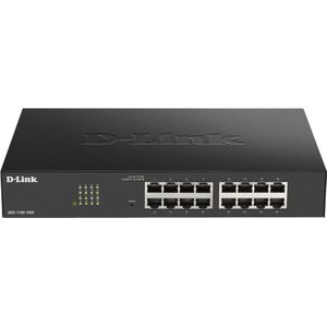 D-Link DGS-1100-16V2/E Smart Gigabit 16 poorten met VLAN-ondersteuning, laag-2-functies, QoS, 802.3az EEE - EU-netsnoer, zwart