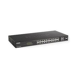 D-Link DGS-1100 Series 26-Port Gigabit Max PoE Smart Managed Switch met 26 PoE Ports, 370W PoE power budget, 802.3af/at, VLAN support, layer 2 features, QoS, 802.3az EEE - Alleen EU-netsnoer