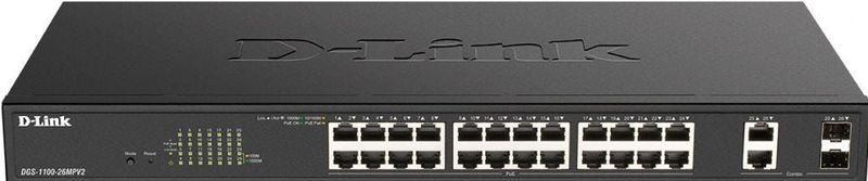 D-Link DGS-1100-26MPV2/E netwerk-switch Managed L2 Gigabit Ethernet (10/100/1000) Power over Ethernet (PoE) Zwart