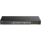 D-Link DGS-1250-28X/E, 28-poorten Layer 2/3 Smart Managed Gigabit Switch (24x BaseT-poort, 4x 10G SFP+-sleuf) - Alleen EU-netsnoer