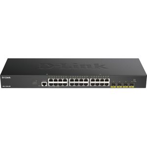 D-Link DGS-1250-28X/E, 28-poorten Layer 2/3 Smart Managed Gigabit Switch (24x BaseT-poort, 4x 10G SFP+-sleuf) - Alleen EU-netsnoer