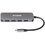 D-Link DUB-2340 interface hub USB Type-C 5000 Mbit/s Grijs