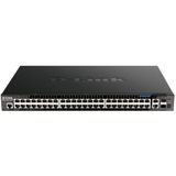 D-Link - DGS-1520-52MP/E - Switch - Zwart - Smart Multigigabit Stacking L3, 52 Gigabit poorten, 10 Gigabit uplinks