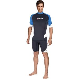 Mares Heren Rash Guard Trilastic 412552, korte mouwen, neopreenpak, blauw, maat x-small