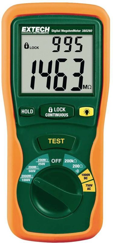 Extech - 380260 - Isolatiemeter - 250 V 500 V 1000 V - 2000 MΩ