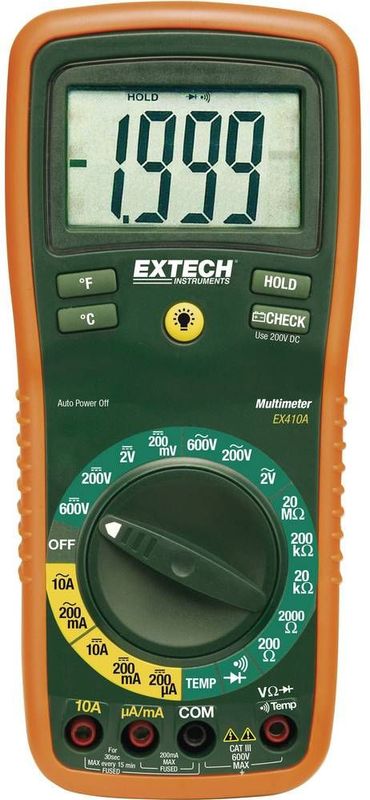 Extech EX410A Multimeter Digitaal CAT III 600 V Weergave (counts): 2000