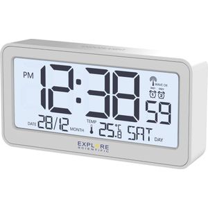 Explore Scientific, Wekkerradio, led-klok, wit