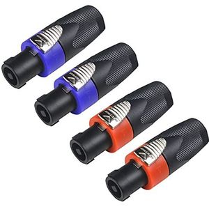 (4 stuks) luidsprekerkabelkop, 4-pins luidsprekerconnector met twist-lock voor Neutrik-luidsprekers NL4FC, NL4FX, NL2FC
