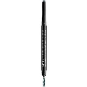 NYX Professional Makeup Precisie wenkbrauwpotlood, dubbele uiteinden met platte tip potlood en spoolie borstel, veganistische formule, schaduw: houtskool