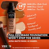 Nyx Professional Makeup Can't Stop Won't Stop Foundation - Porcelain - Volledig Dekkende Foundation - Zeer Licht