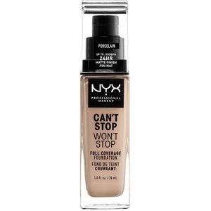 NYX Professional Makeup Can't Stop Won't Stop Full Coverage Foundation, Langdurig, Waterproof, Veganistische formule, Matte teint, Kleur: porselein