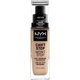 NYX Professional Makeup Foundation, Cant Stop Wont Stop foundation met volledige dekking, langhoudende, waterdichte, matte afwerking, kleur: licht ivoor