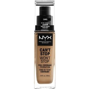 NYX Professional Makeup Can't Stop Won't Stop Full Coverage Foundation, Langdurig, Waterbestendig, Veganistische formule, Matte teint, Kleur: Camel