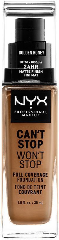 NYX Professional Makeup Can't Stop Won't Stop Full Coverage Foundation, Langdurig, Waterbestendig, Veganistische formule, Matte teint, Kleur: Golden Honey