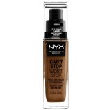 NYX Professional Makeup Can't Stop Won't Stop Full Coverage Foundation, Langdurig, Waterbestendig, Veganistische formule, Matte teint, Kleur: Sienna