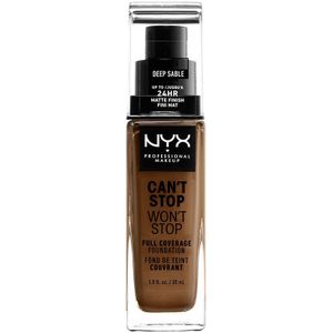 NYX Professional Makeup Can't Stop Won't Stop Full Coverage Foundation, Langdurig, Waterproof, Veganistische formule, Matte teint, Kleur: Deep Sable
