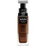 NYX Can't Stop Won't Stop Liquid Foundation Professional Make-up, Vloeibare Fond met Volledige Dekking, 24-uurs Houdbaarheid, Waterdicht, Matte Finish, Vegan Formule, Kleur (tint): Bruin (deep rich)
