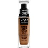 NYX Professional Makeup Can't Stop Won't Stop Full Coverage Foundation, langdurig, waterbestendig, veganistische formule, matte teint, kleur: warm karamel