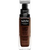 NYX Professional Makeup Can't Stop Won't Stop Full Coverage Foundation, Langdurig, Waterproof, Veganistische formule, matte teint, kleur: warm walnoot
