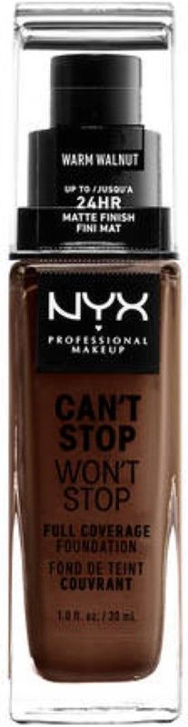 NYX Professional Makeup Can't Stop Won't Stop Full Coverage Foundation, Langdurig, Waterproof, Veganistische formule, matte teint, kleur: warm walnoot