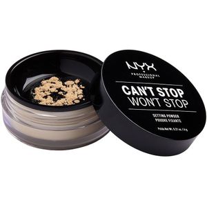NYX Professional Makeup Poeder, Can´t Stop Won´t Stop Setting Powder, los fixeerpoeder, veganistische formule, matte afwerking, olieabsorberend, kleur: Licht Medium