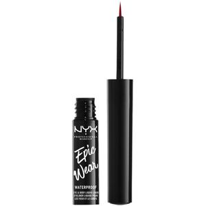 NYX Professional Makeup Epic Wear, vloeibare eyeliner, langhoudend, waterbestendig, make-up en creatieve lichaamskunst, matte afwerking, kleur: rood/rood (07)