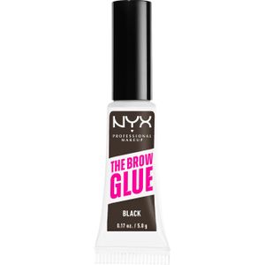 NYX Professional Makeup Fixeerlijm voor wenkbrauwen getint, houdt 16 uur, veganistische formule, natuurlijke afwerking, borstelapplicator, The Brow Glue, kleur: zwart (05)