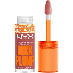 NYX Professional Makeup Lipgloss met prullenmondeffect, glanzende afwerking en intensieve kleur, extreem volume en volheid dankzij gemberolie, veganistische formule, Duck Plump Lip Lacquer, Nude