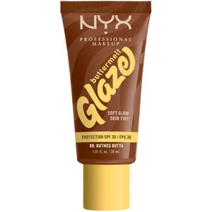 NYX Professional Makeup Buttermelt Glaze Soft Glow Skin Tint SPF 30 Vloeibare foundation, Nr. 8 - Nutmeg Butta, 30 ml