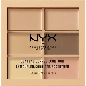 NYX Professional Makeup Conceal, Correct, Contour Palette, zes tinten, crèmeachtige textuur, ondertonen, tint: Light.