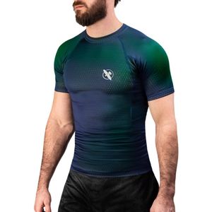 Hayabusa Fusion Short Sleeve Rashguard - blauw groen