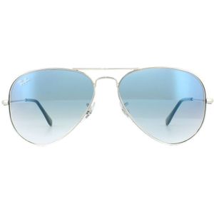 Ray-Ban Aviator Classic Rb3025 Zonnebril voor volwassenen, uniseks, Blau (Gestell: Silber, Gläser: Kristall Hellblau Verlauf, 62 mm