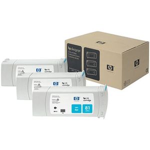 HP 81 3-pack 680-ml Cyan Dye Cartridges inktcartridge 3 stuk(s) Origineel Normaal rendement Cyaan