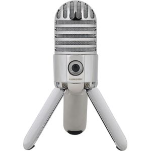 Samson Meteor Draagbare microfoon USB Studio Quality Condenser Microfoon - Hoge Prestaties, Algemeen Gebruik / Podcast / Gaming/Muziek Recording Microfoon, 16-bit, 44,1/48 kHz resolutie, Zilver Chrome