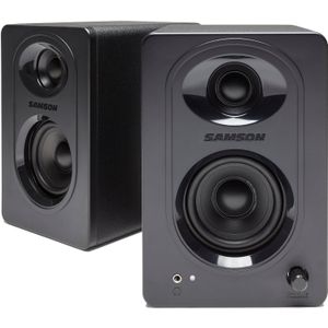 Samson Media One M30 Active Monitor Speaker Pair (multimedia-luidsprekersysteem, 20 W, basversterking, 50 Hz - 20 kHz, 85 dB, 3 inch polypropyleen woofer) zwart