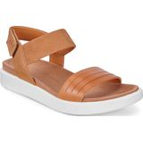 ECCO Flowt Flat Sandal - Lion Cashmere - Leer - Verstelbare Bandjes - Anatomische Leest