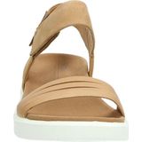ECCO Flowt Flat Sandal - Lion Cashmere - Leer - Verstelbare Bandjes - Anatomische Leest