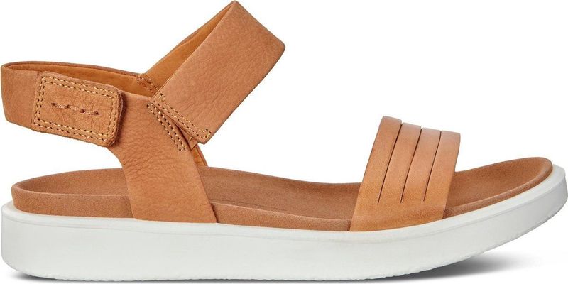 ECCO Flowt Flat Sandal - Lion Cashmere - Leer - Verstelbare Bandjes - Anatomische Leest