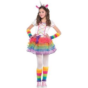 amscan 846858-55 Eenhoorn Rainbow Jurk met hoofdband en zakwarmer – Leeftijd 3-4 jaar – 1 PC meerkleurig