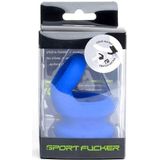 Sport Fucker Switch Hitter Rekbare Cockring en Ballstretcher van siliconen - blauw