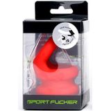 Sport Fucker Switch Hitter Rekbare Cockring en Ballstretcher van siliconen - rood
