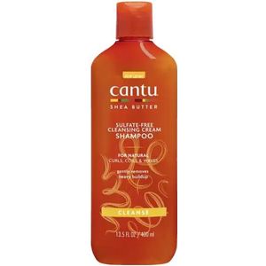Cantu – Vochtinbrengende shampoo met sheaboter, sulfaatvrije shampoo voor krullen en gestructureerd haar, 1 verpakking (1 x 400 ml)