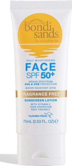 Bondi Sands Face Parfumvrij SPF50 75 ml - Hoge bescherming tegen UVA en UVB - Niet vettig - Verrijkt met Aloë Vera en Vitamine E