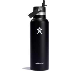 Hydro Flask Standard Mouth Flex Straw Cap Drinkfles (621 ml) - Black
