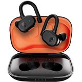 Skullcandy Push Active True Wireless Bluetooth-oordopje voor in het oor, te gebruiken met iPhone en Android, met oplaadetui en microfoon, IP55 water- en stofbestendig - zwart/oranje
