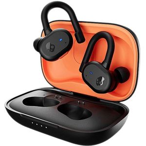 Skullcandy Push Active True Wireless Bluetooth-oordopje voor in het oor, te gebruiken met iPhone en Android, met oplaadetui en microfoon, IP55 water- en stofbestendig - zwart/oranje