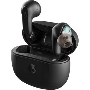SKULLCANDY Draadloze rail oordopjes met Skull-iQ app integratie en microfoon, 42 uur batterij, bluetooth-hoofdtelefoon voor iPhone, Android en meer, zwart