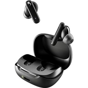 Skullcandy Smokin' Buds, draadloze oordopjes met Supreme Sound, 50% gerecycled plastic en microfoon, 20 uur accuduur, oordopjes met Bluetooth voor iPhone, Android enzovoort – Zwart