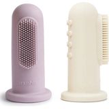 Mushie - Finger Toothbrush - Vingertandenborstel - Clay/Sand - Siliconen - 2 Stuks